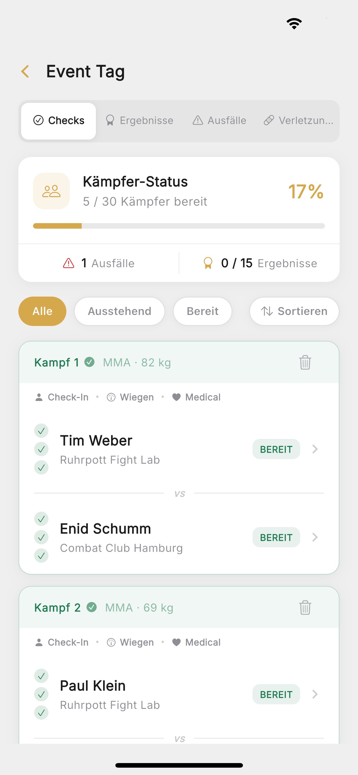Event-Tag – Checks & Ergebnisse